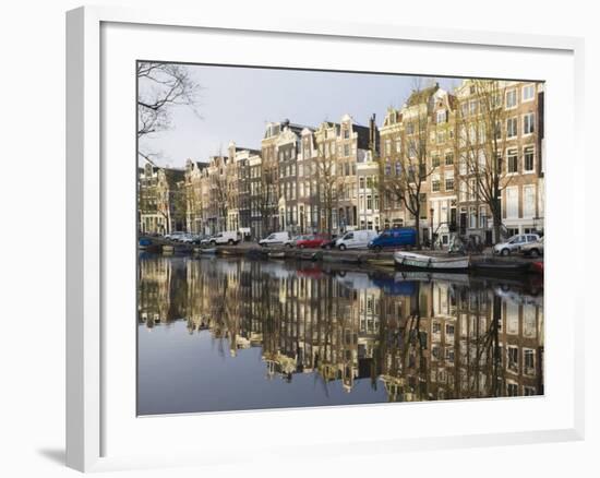 Houses Reflecting in the Singel Canal, Amsterdam, Netherlands, Europe-Amanda Hall-Framed Photographic Print