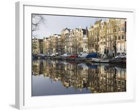 Houses Reflecting in the Singel Canal, Amsterdam, Netherlands, Europe-Amanda Hall-Framed Photographic Print