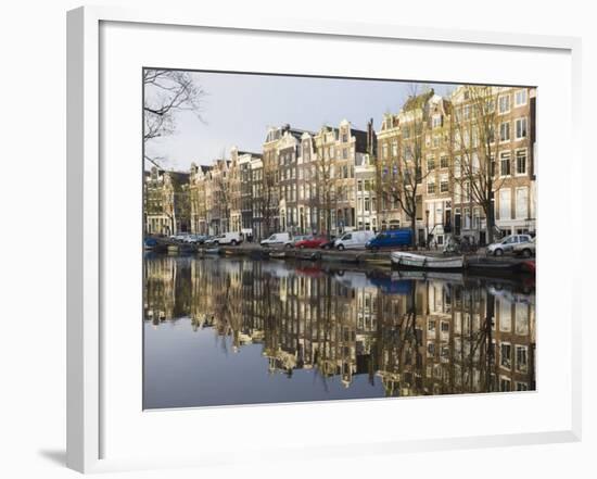 Houses Reflecting in the Singel Canal, Amsterdam, Netherlands, Europe-Amanda Hall-Framed Photographic Print