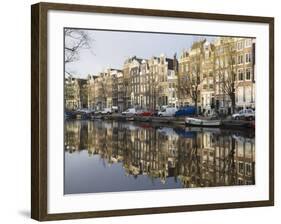 Houses Reflecting in the Singel Canal, Amsterdam, Netherlands, Europe-Amanda Hall-Framed Photographic Print