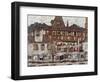 Houses with Clothes Drying, 1917-Egon Schiele-Framed Giclee Print