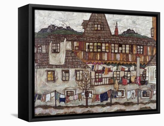 Houses with Clothes Drying, 1917-Egon Schiele-Framed Stretched Canvas