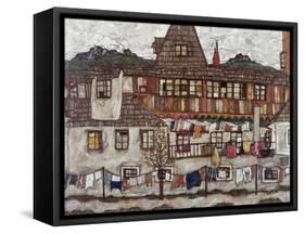 Houses with Clothes Drying, 1917-Egon Schiele-Framed Stretched Canvas