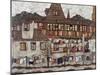 Houses with Clothes Drying, 1917-Egon Schiele-Mounted Premium Giclee Print