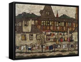 Houses with clothes drying. 1917-Egon Schiele-Framed Stretched Canvas