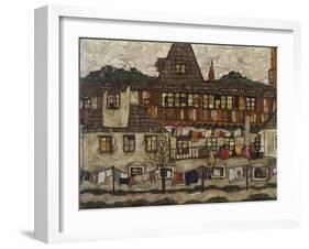 Houses with clothes drying. 1917-Egon Schiele-Framed Giclee Print