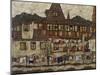 Houses with clothes drying. 1917-Egon Schiele-Mounted Giclee Print