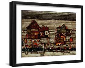 Houses with Laundry, Also Called Suburb II, 1914-Egon Schiele-Framed Giclee Print