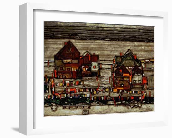 Houses with Laundry, Also Called Suburb II, 1914-Egon Schiele-Framed Giclee Print