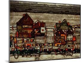 Houses with Laundry, Also Called Suburb II, 1914-Egon Schiele-Mounted Giclee Print