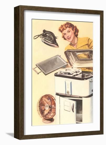 Housewife and Appliances-null-Framed Art Print