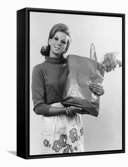 Housewife with Shopping-null-Framed Stretched Canvas