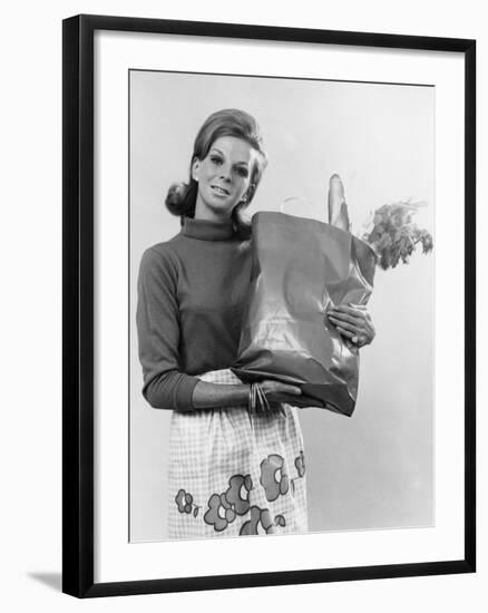 Housewife with Shopping-null-Framed Photographic Print