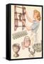 Housewife with Wall-Mount Etagere-null-Framed Stretched Canvas