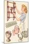 Housewife with Wall-Mount Etagere-null-Mounted Art Print