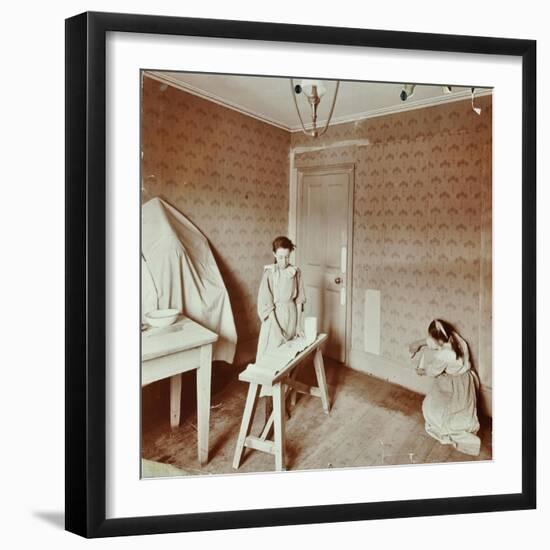 Housewifery Lesson, Denmark Hill School, Dulwich, London, 1908-null-Framed Photographic Print