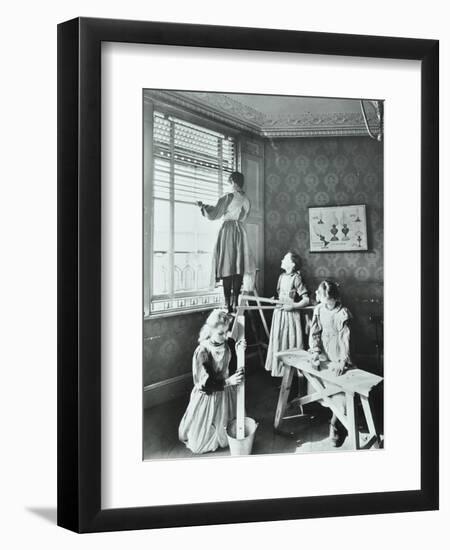 Housewifery Lesson, Dulwich Hamlet School, Dulwich Village, London, 1908-null-Framed Premium Photographic Print