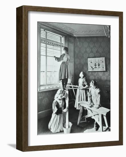 Housewifery Lesson, Dulwich Hamlet School, Dulwich Village, London, 1908-null-Framed Photographic Print