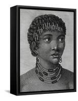 Housouana Woman, Engraving from Travels into Interior of Africa Via Cape of Good Hope-Francois Le Vaillant-Framed Stretched Canvas