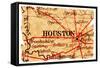 Houston Old Map-Pontuse-Framed Stretched Canvas