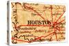 Houston Old Map-Pontuse-Stretched Canvas