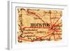 Houston Old Map-Pontuse-Framed Art Print