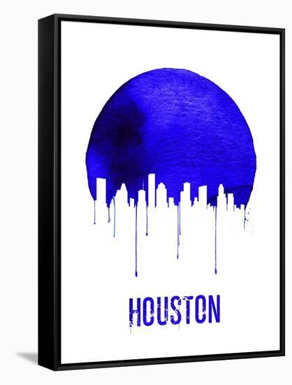 Houston Skyline Blue-null-Framed Stretched Canvas