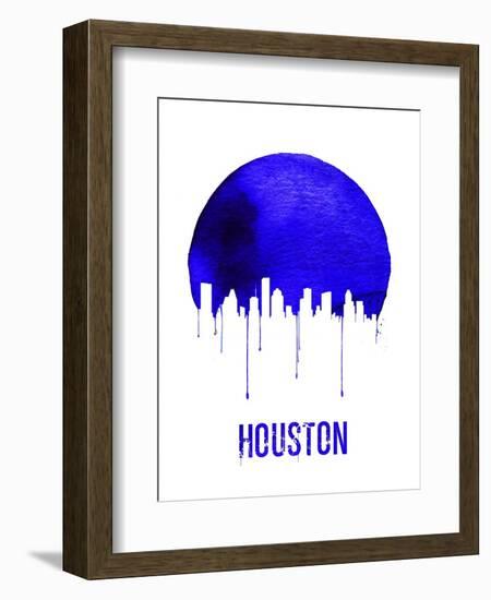 Houston Skyline Blue-null-Framed Art Print