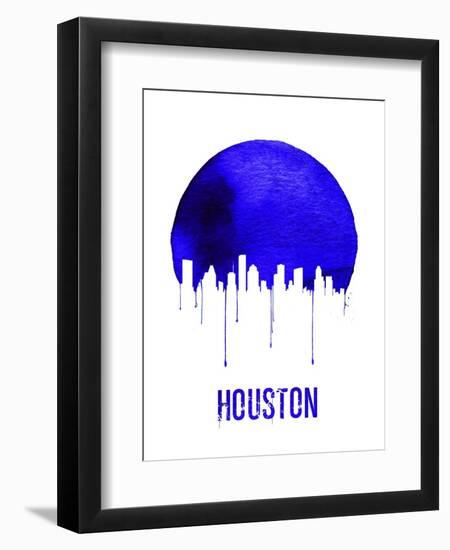 Houston Skyline Blue-null-Framed Art Print