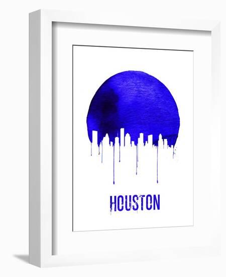 Houston Skyline Blue-null-Framed Art Print