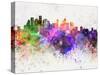 Houston Skyline in Watercolor Background-paulrommer-Stretched Canvas