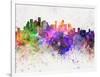 Houston Skyline in Watercolor Background-paulrommer-Framed Art Print