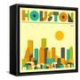 Houston Skyline-Jazzberry Blue-Framed Stretched Canvas