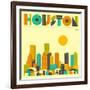 Houston Skyline-Jazzberry Blue-Framed Art Print