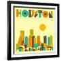 Houston Skyline-Jazzberry Blue-Framed Art Print