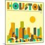 Houston Skyline-Jazzberry Blue-Mounted Art Print