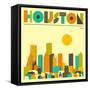 Houston Skyline-Jazzberry Blue-Framed Stretched Canvas