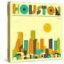 Houston Skyline-Jazzberry Blue-Stretched Canvas