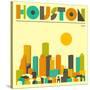 Houston Skyline-Jazzberry Blue-Stretched Canvas