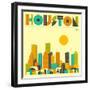 Houston Skyline-Jazzberry Blue-Framed Art Print