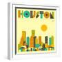 Houston Skyline-Jazzberry Blue-Framed Art Print