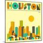 Houston Skyline-Jazzberry Blue-Mounted Art Print