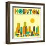 Houston Skyline-Jazzberry Blue-Framed Art Print