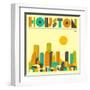 Houston Skyline-Jazzberry Blue-Framed Art Print