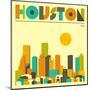 Houston Skyline-Jazzberry Blue-Mounted Art Print