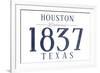 Houston, Texas - Established Date (Blue)-Lantern Press-Framed Premium Giclee Print