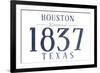 Houston, Texas - Established Date (Blue)-Lantern Press-Framed Premium Giclee Print