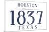 Houston, Texas - Established Date (Blue)-Lantern Press-Mounted Premium Giclee Print