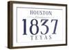 Houston, Texas - Established Date (Blue)-Lantern Press-Framed Art Print