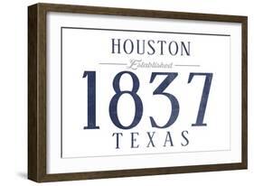 Houston, Texas - Established Date (Blue)-Lantern Press-Framed Art Print